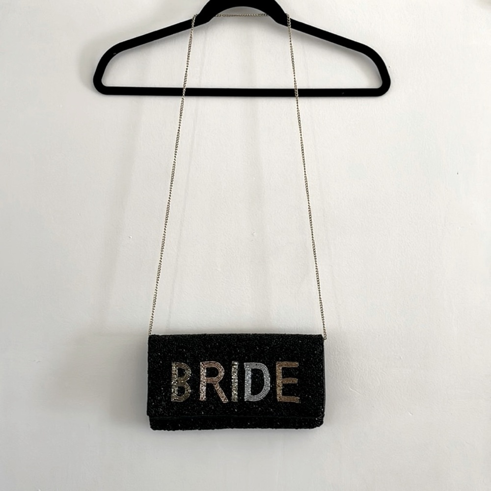 Black and various metallic beaded bride bag